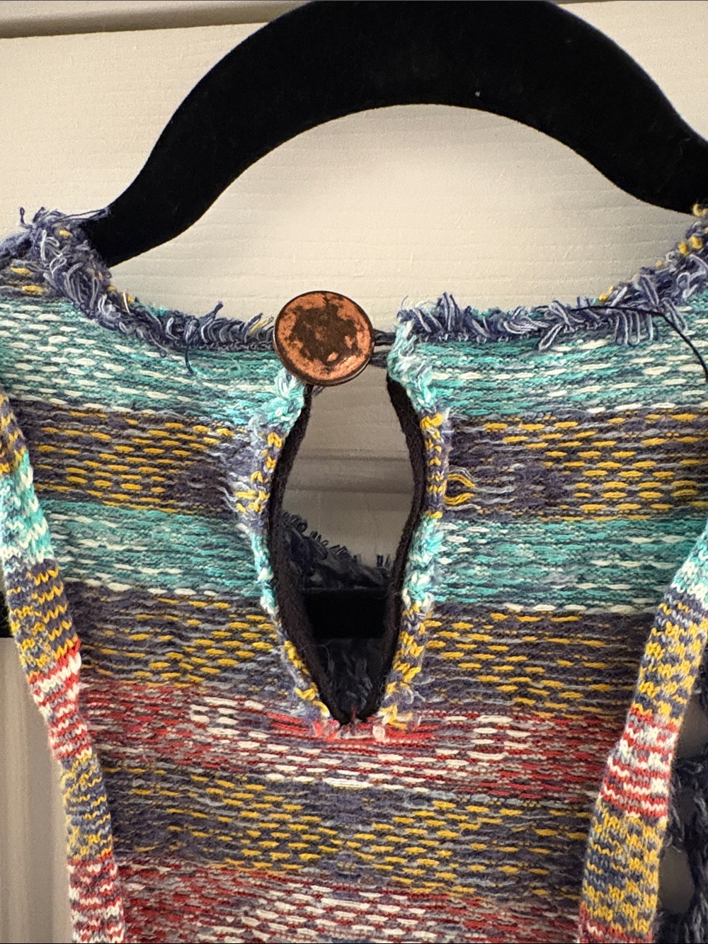 Free People Blue Crochet Bodice Multi-Stripe Knit Cover-Up Dress - Picture 6 of 8